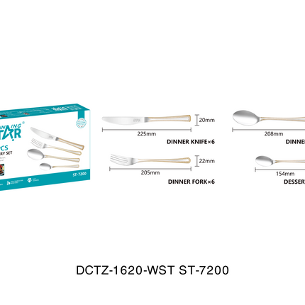 Winning Star 24-Piece Stainless Steel Cutlery Set Spoon Fork Knife Tableware