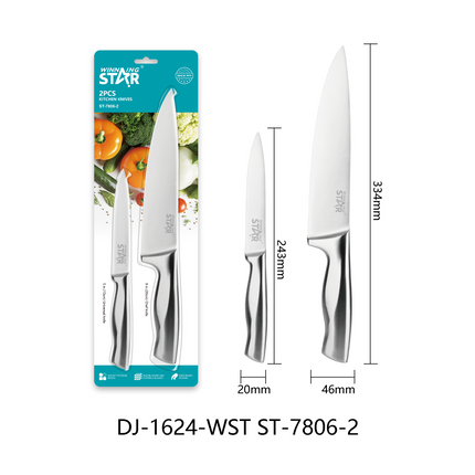 Winning Star Stainless Steel Kitchen Knife 2, 3, 5 ,7 Pcs Set Chopping Slicing Food Preparation