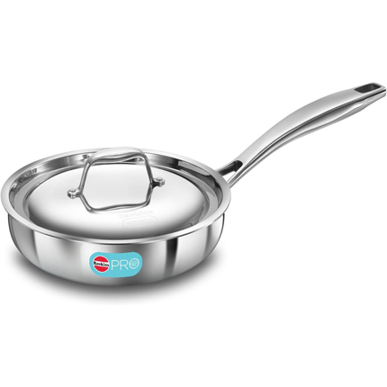 Hawkins Pro Tri Ply Stainless Steel Cookware Fry Pan Kadhai Lid Induction Gas Oven Safe