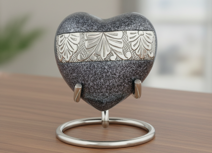 Royal Rapture Urn for Ashes Funeral Memorial Cremation Keepsake Love Urns Decorative Brass Heart with Stand 3" (RHM03)