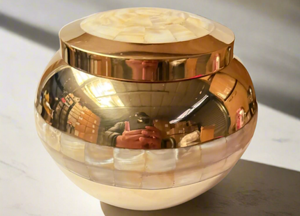 Royal Rapture Urn for Ashes Cremation Memorial Funeral Love Urns Brass Mother of Pearl Adult Child Human 3" 5" 8" (RMPR01)