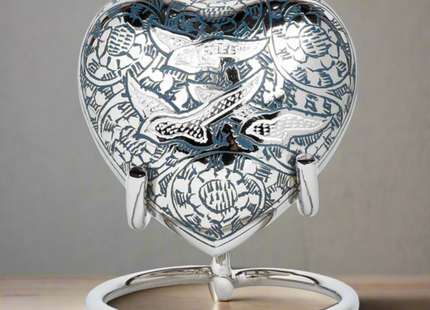 Royal Rapture Urn for Ashes Funeral Memorial Cremation Keepsake Love Urns Decorative Brass Heart with Stand 3" (RHM03)