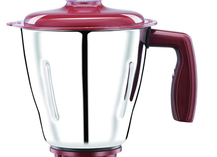 Bajaj Ivora 800W Indian Mixer Grinder – 3 Stainless Steel Jars, Dry & Wet Grinding, Chutney, Dosa Batter, Seeds & Spices  Crimson Red  Indian Plug + International Converter