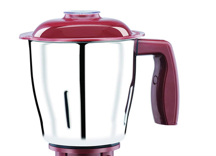 Bajaj Ivora 800W Indian Mixer Grinder – 3 Stainless Steel Jars, Dry & Wet Grinding, Chutney, Dosa Batter, Seeds & Spices  Crimson Red  Indian Plug + International Converter