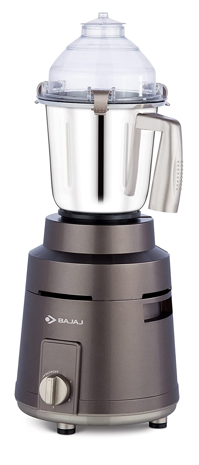 Bajaj Herculo 1000W Powerful Mixer Grinder Indian with Nutri-Pro Feature 3 Jars, Coffee Brown & Gold  Indian Plug + International Converter