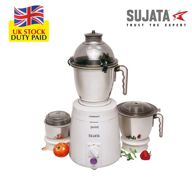 Sujata Dynamix 900W Indian Mixer Grinder | 3 Jars | Heavy-Duty Indian Mixie for Dosa, Chutney & Masala Indian Plug + International Converter